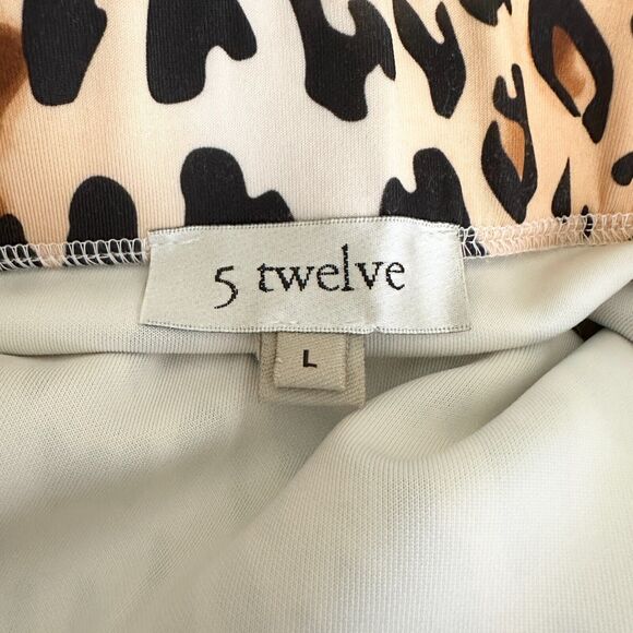 5 TWELVE Skirt Women L Stretch Elastic Waist Leopard Cheetah Animal Knee Length - Picture 3 of 5